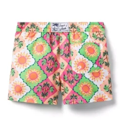 Janie and Jack Swim Trunks|Family Matching-Recycled Palm Tile Swim Trunk sweet pink palm tile