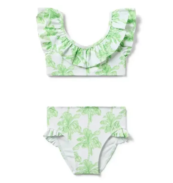 Janie and Jack Two-pieces|Family Matching-Recycled Palm Tree Ruffle 2-Piece Swimsuit new leaf palm tree