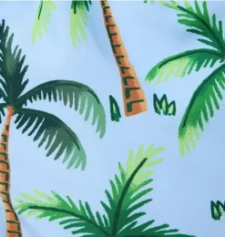 Janie and Jack Swim Trunks|Swim Outfits-Recycled Palm Tree Swim Trunk light blue palm tree