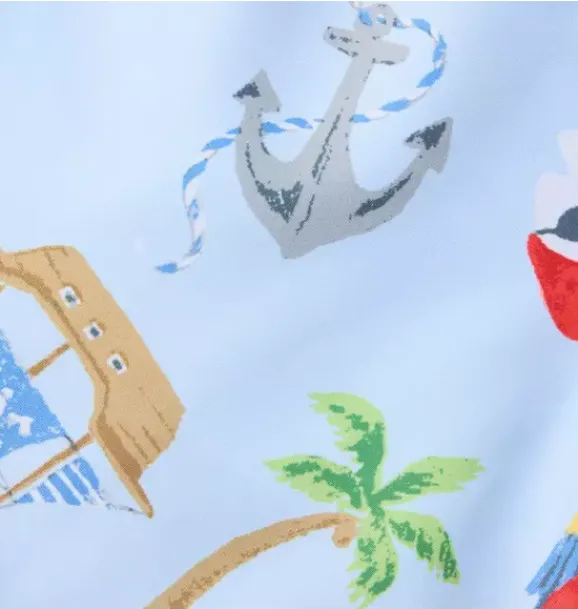 Janie and Jack Swim Trunks|Boy-Recycled Pirate Adventure Swim Trunk pale blue pirate ship