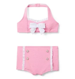 Janie and Jack Two-pieces|Swim Outfits-Recycled Retro 2-Piece Swimsuit bright pink