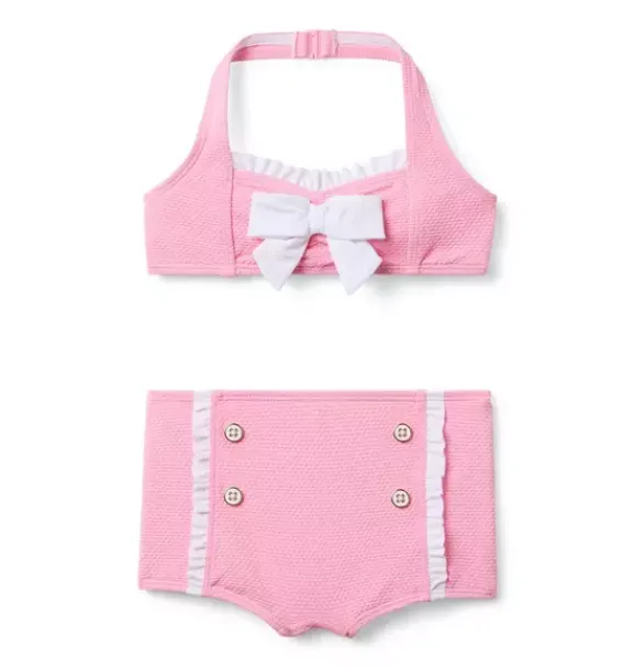 Janie and Jack Two-pieces|Swim Outfits-Recycled Retro 2-Piece Swimsuit bright pink