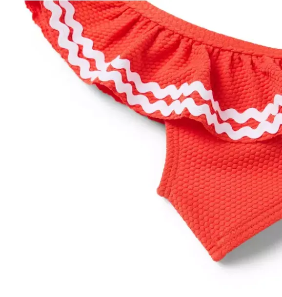 Janie and Jack Two-pieces|Girl-Recycled Ric Rac Ruffle 2-Piece Swimsuit vibrant poppy