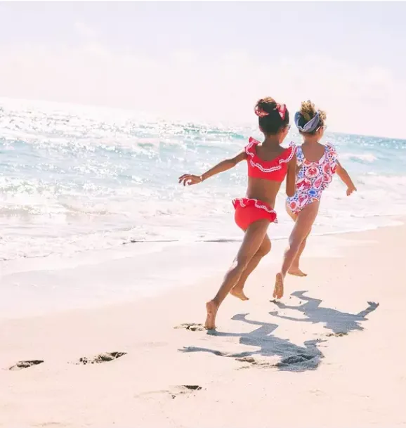 Janie and Jack Two-pieces|Girl-Recycled Ric Rac Ruffle 2-Piece Swimsuit vibrant poppy