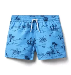 Janie and Jack Swim Trunks|Boy-Recycled Sea Days Swim Trunk field blue sea days