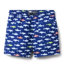 Janie and Jack Swim Trunks|Boy-Recycled Shark Swim Trunk dark blue shark
