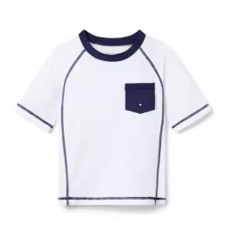 Janie and Jack Rash Guards|Boy-Recycled Stitched Rash Guard white