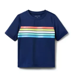 Janie and Jack Rash Guards|Boy-Recycled Stripe Rash Guard dark blue