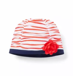 Janie and Jack Hats, Scarves, & Gloves-Recycled Striped Swim Cap tomato stripe