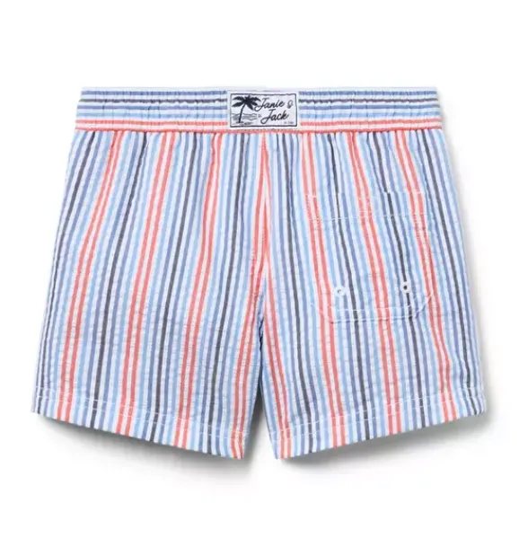 Janie and Jack Swim Trunks|Boy-Recycled Striped Swim Trunk soft blue stripe