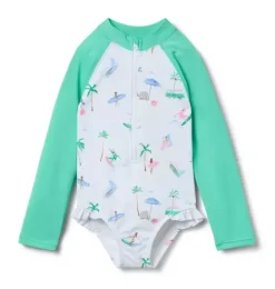 Janie and Jack Rash Guards|One-pieces-Recycled Surfer Rash Guard Swimsuit white surfer