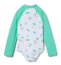 Janie and Jack Rash Guards|One-pieces-Recycled Surfer Rash Guard Swimsuit white surfer