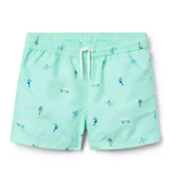 Janie and Jack Swim Trunks|Boy-Recycled Surfer Swim Trunk tile green