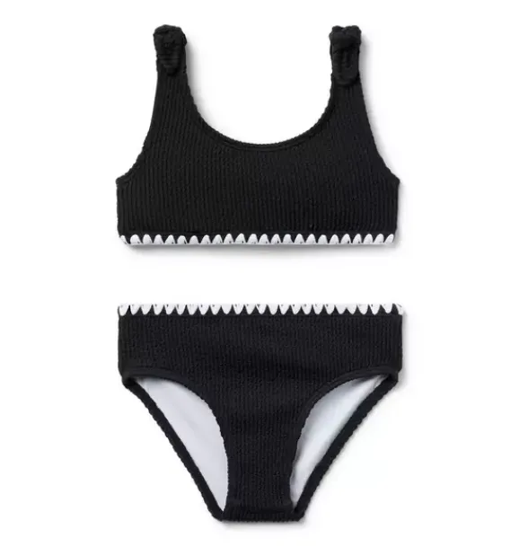 Janie and Jack Two-pieces|Girl-Recycled Textured 2-Piece Swimsuit jj black