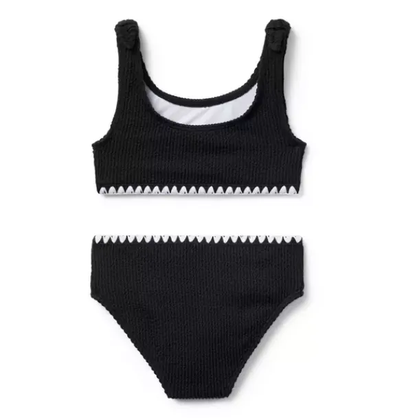Janie and Jack Two-pieces|Girl-Recycled Textured 2-Piece Swimsuit jj black