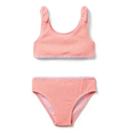 Janie and Jack Two-pieces|Girl-Recycled Textured 2-Piece Swimsuit peach sunset
