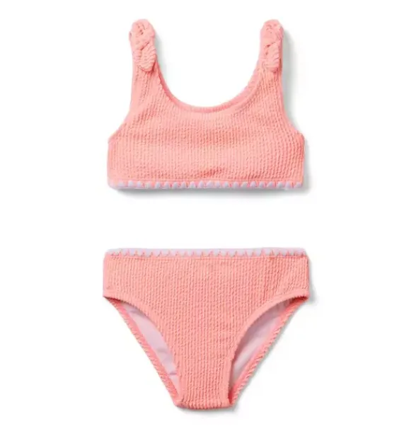 Janie and Jack Two-pieces|Girl-Recycled Textured 2-Piece Swimsuit peach sunset