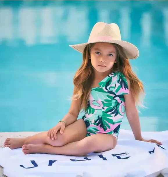 Janie and Jack One-pieces|Girl-Recycled Toucan Swimsuit soft rose toucan