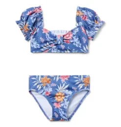 Janie and Jack Two-pieces|Girl-Recycled Tropical Floral Sweetheart 2-Piece Swimsuit rainy blue tropical floral
