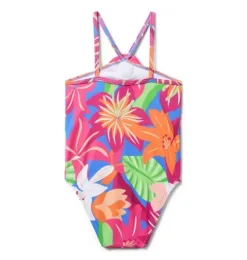 Janie and Jack One-pieces|Girl-Recycled Tropical Floral Rosette Swimsuit bold blue tropical floral