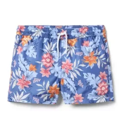 Janie and Jack Swim Trunks|Boy-Recycled Tropical Floral Swim Trunk rainy blue tropical floral