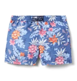 Janie and Jack Swim Trunks|Boy-Recycled Tropical Floral Swim Trunk rainy blue tropical floral