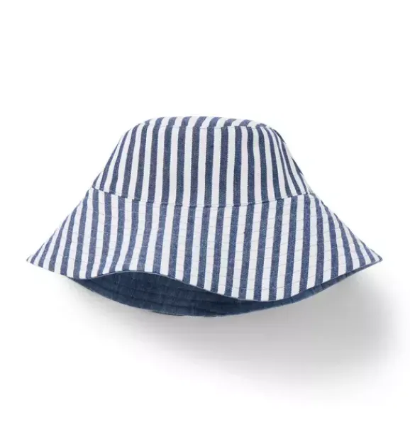 Janie and Jack Hats, Scarves, & Gloves|Accessories-Reversible Bucket Hat light blue