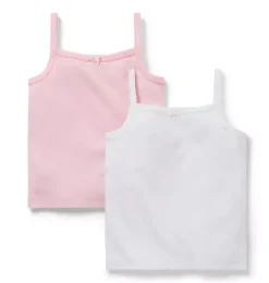 Janie and Jack Underwear|Sleeveless Tops-Ribbed Bow Camisole 2-Pack white and light pink