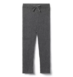Janie and Jack Leggings-Ribbed Bow Legging charcoal heather