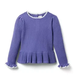 Janie and Jack Sweaters & Sweatshirts-Ribbed Peplum Sweater twilight purple