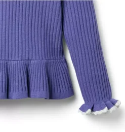 Janie and Jack Sweaters & Sweatshirts-Ribbed Peplum Sweater twilight purple