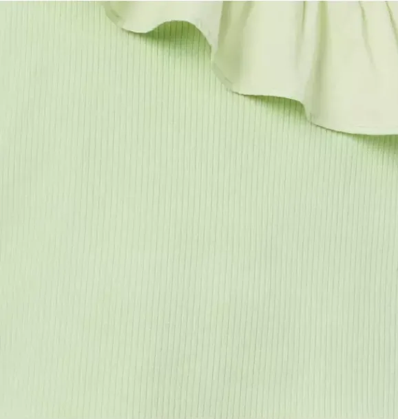 Janie and Jack Sleeveless Tops-Ribbed Ruffle Shoulder Top celery field