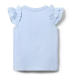 Janie and Jack Sleeveless Tops-Ribbed Ruffle Sleeve Top heather blue