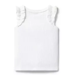 Janie and Jack Sleeveless Tops-Ribbed Ruffle Sleeve Top white