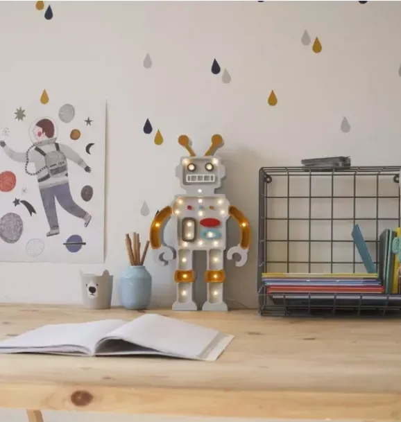 Janie and Jack Lighting-Robot Lamp mustard/grey