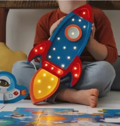 Janie and Jack Lighting-Rocket Ship Lamp navy/red