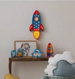 Janie and Jack Lighting-Rocket Ship Lamp navy/red