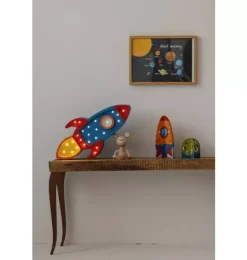 Janie and Jack Lighting-Rocket Ship Lamp navy/red