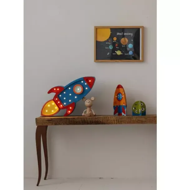 Janie and Jack Lighting-Rocket Ship Lamp navy/red