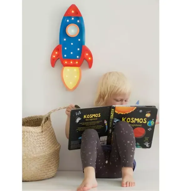 Janie and Jack Lighting-Rocket Ship Lamp navy/red