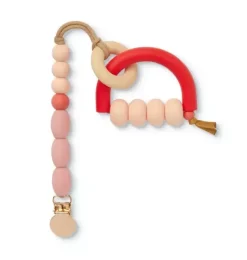 Janie and Jack Teethers And Bottles-Rose Arch Ring Teether + Clip Set red