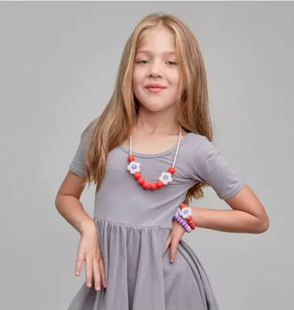 Janie and Jack Kids Accessories|Jewelry-Rose Daisy Sensory Necklace red