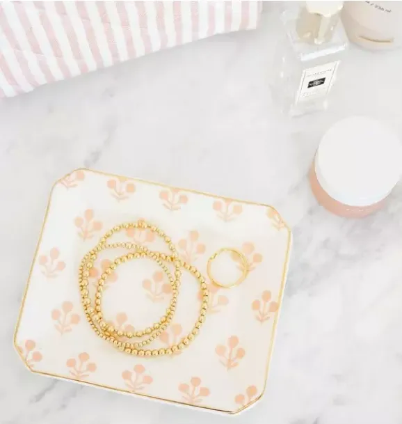 Janie and Jack Desk Accessories-Rose Floral Trinket Tray multi