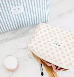 Janie and Jack Desk Accessories-Rose Polka Dot Small Cosmetic Pouch multi