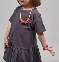 Janie and Jack Jewelry|Kids Accessories-Rose Sensory Necklace red