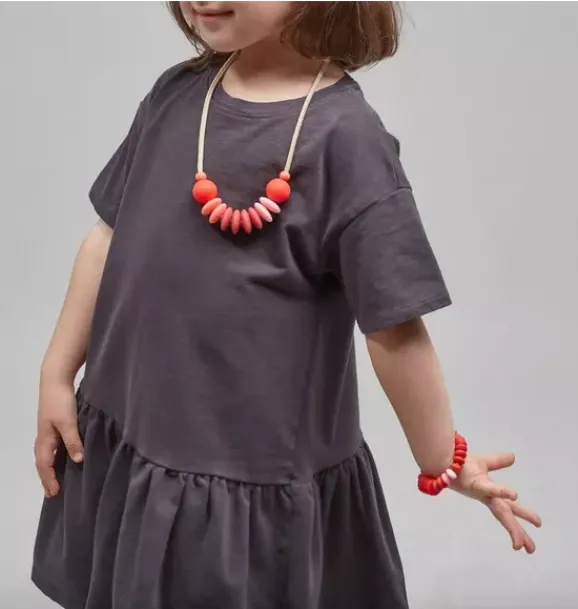 Janie and Jack Jewelry|Kids Accessories-Rose Sensory Necklace red