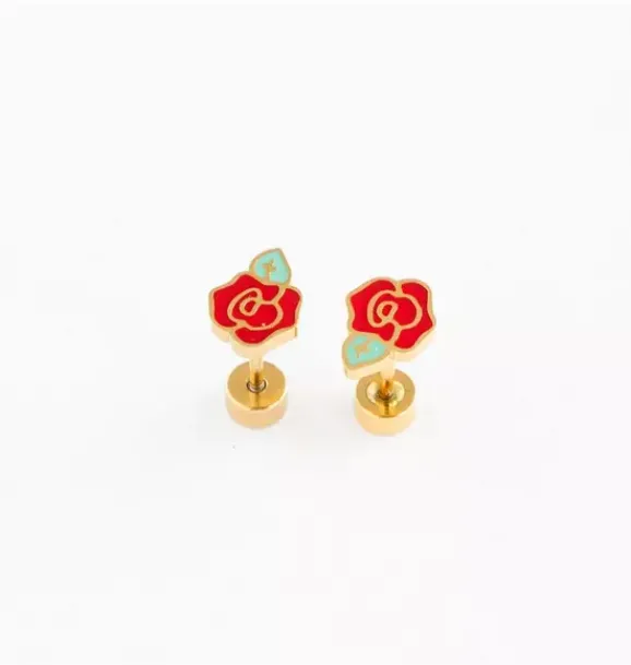 Janie and Jack Kids Accessories|Jewelry-Rose Stud Earrings red