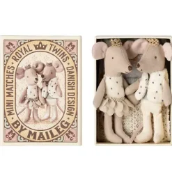 Janie and Jack Dolls-Royal twin mice, Little sister and brother in matchbox multi
