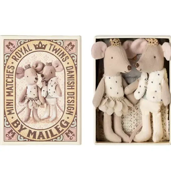 Janie and Jack Dolls-Royal twin mice, Little sister and brother in matchbox multi