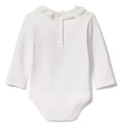 Janie and Jack Tops & Bodysuits-Ruffle Collar Long Sleeve Bodysuit white